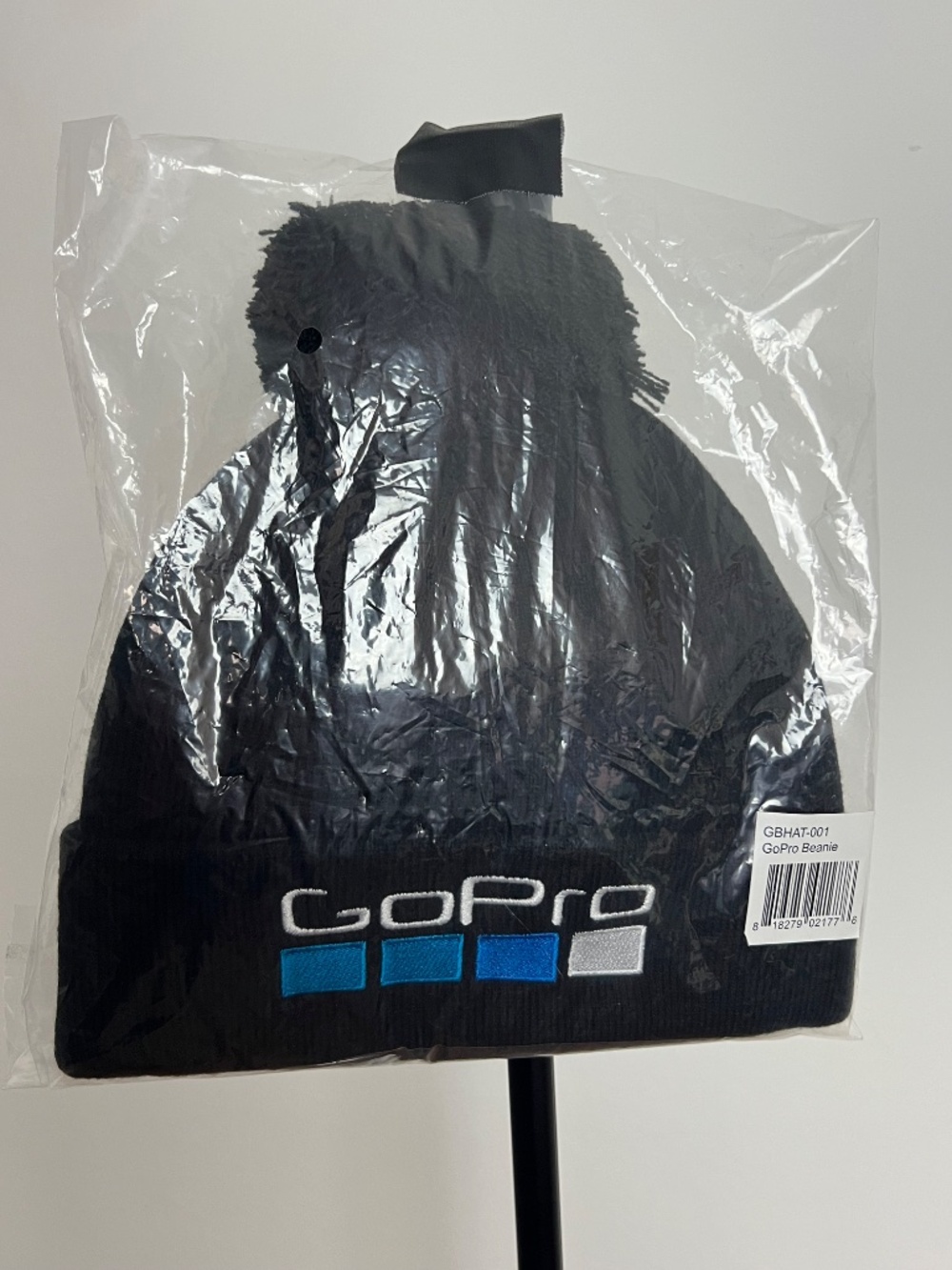 Go Pro Cuff Beanie Black with Logo and PomPom